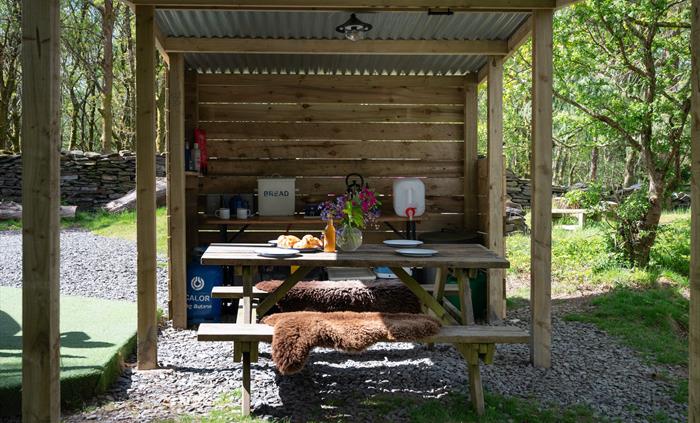 large yurt shleter inside